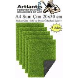 Artlantis Yapay Çim A4 20X30 cm 5 Adet A4 Boyutunda Maket Çim Dekorati Yapay Çim Halı Teraryum Suni Çim - Yeşil - Standart