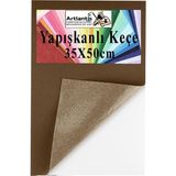 Artlantis Yapışkanlı Keçe 35X50 cm 1 Adet 2.0 mm Kendinden Yapışkanlı Renkli Hobi Keçesi Elişi Keçe Kumaşı Anasınıfı Kreş Etkinlik - Kahverengi