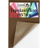 Artlantis Yapışkanlı Keçe 50X70 cm 1 Adet 2.0 mm Kendinden Yapışkanlı Renkli Hobi Keçesi Elişi Keçe Kumaşı Anasınıfı Kreş Etkinlik - Kahverengi
