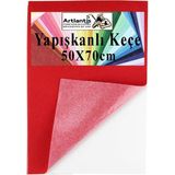 Artlantis Yapışkanlı Keçe 50X70 cm 1 Adet 2.0 mm Kendinden Yapışkanlı Renkli Hobi Keçesi Elişi Keçe Kumaşı Anasınıfı Kreş Etkinlik - Kırmızı