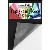 Artlantis Yapışkanlı Keçe 50X70 cm 1 Adet 2.0 mm Kendinden Yapışkanlı Renkli Hobi Keçesi Elişi Keçe Kumaşı Anasınıfı Kreş Etkinlik - Siyah