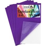 Artlantis Yapışkanlı Keçe A4 20X30 cm 5 Li 1 Paket 2.0 mm Kendinden Yapışkanlı Renkli Hobi Keçesi Elişi Keçe Kumaşı Anasınıfı Kreş - Mor - 20X30cm