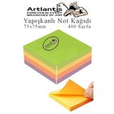 Artlantis Yapışkanlı Not Kağıdı 4 Renk 400 Sayfa 1 Paket Bahar Küp Blok Yapışkanlı Postit 75x75 mm Renkli