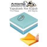 Artlantis Yapışkanlı Not Kağıdı 4 Renk 400 Sayfa 1 Paket Buzul Küp Blok Yapışkanlı Postit 75x75 mm Renkli
