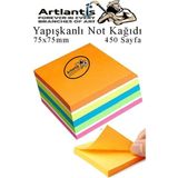 Artlantis Yapışkanlı Not Kağıdı 6 Renk 450 Sayfa 1 Paket Envai Küp Blok Yapışkanlı Postit 75X75 mm Renkli - Standart - 75x75mm