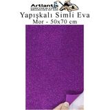Artlantis Yapışkanlı Simli Eva 50x70 cm 1 Adet Simli Yapışkanlı Eva Süngeri Okul Kreş Anasınıfı Elişi Etkinlikleri Hobi Mor