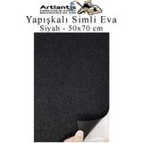 Artlantis Yapışkanlı Simli Eva 50x70 cm 1 Adet Simli Yapışkanlı Eva Süngeri Okul Kreş Anasınıfı Elişi Etkinlikleri Hobi Siyah