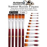 Artlantis Yassı Uçlu 10 Numara Resim Fırçası 5 Li 1 Paket Samur Kesik Uçlu Fırça Seti Guaj Sulu Akrilik Yağlı Boya Fırçaları - Standart - Naturel