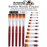Artlantis Yassı Uçlu 16 Numara Resim Fırçası 5 Li 1 Paket Samur Kesik Uçlu Fırça Seti Guaj Sulu Akrilik Yağlı Boya Fırçaları - Standart - Naturel