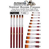 Artlantis Yassı Uçlu 2 Numara Resim Fırçası 5 Li 1 Paket Samur Kesik Uçlu Fırça Seti Guaj Sulu Akrilik Yağlı Boya Fırçaları Çok Renkli