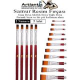 Artlantis Yassı Uçlu 2 Numara Resim Fırçası 5 li 1 Paket Samur Kesik Uçlu Fırça Seti Guaj Sulu Akrilik Yağlı Boya Fırçaları