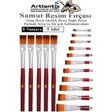 Artlantis Yassı Uçlu 8 Numara Resim Fırçası 5 Li 1 Paket Samur Kesik Uçlu Fırça Seti Guaj Sulu Akrilik Yağlı Boya Fırçaları - Standart - Naturel