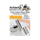 Artlantis Yaylı Askılı Maşa Klips 38 MM 12 Adet Metal Beyaz Kıskaç