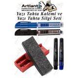 Artlantis Yazı Tahta Kalemi ve Yazı Tahta Silgisi Plastik Mıknatıslı 1 Paket Beyaz Yazı Tahtası Kalemi Silgisi ve Kartuşu Manyetik