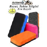 Artlantis Yazı Tahta Silgisi Eva 4 Adet Beyaz Yazı Tahtası Silgisi Kaliteli Keçe Uçlu Eva Okul Sınıf Ofis Kuru Silgi - Çok Renkli - 11x5 cm - Standart