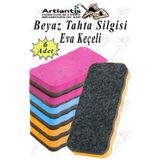 Artlantis Yazı Tahta Silgisi Eva 6 Adet Beyaz Yazı Tahtası Silgisi Kaliteli Keçe Uçlu Eva Okul Sınıf Ofis Kuru Silgi