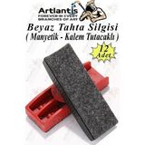 Artlantis Yazı Tahta Silgisi Plastik Mıknatıslı 12 Adet Beyaz Yazı Tahtası Silgisi Manyetik Kaliteli Keçe Uçlu Silgi Okul Sınıf - Çok Renkli - 15x5 cm - Standart