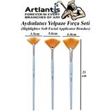 Artlantis Yelpaze Fırça Set 3 Lü - 1 Paket Highlighter Brush Yumuşak Sentetik Makyaj Fırçası