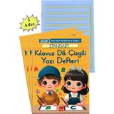 Artlantis Yeni Müfradat Güzel Yazı Defteri Orta Boy 16.5X24 24 Yaprak 3 Adet Standart Kılavuz Dik Çizgili Yazı Defteri Satır Aralıklarına Uygun - Renkli - 16x24 cm