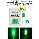 Artlantis Yeşil Mantar Led Diyot Lamba 30 lu 1 Paket Yeşil 4.8 mm Mini Mantar Led Lamba Deney Bilim Proje Arduino Işığı
