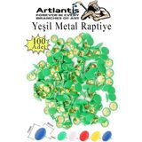Artlantis Yeşil Raptiye 100 Adet 1 Paket Renkli Pvc Kaplı Başlıklı Raptiye Plastik Yuvarlak Düğmeli Raptiye Pano Okul Ofis Büro - Standart