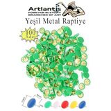 Artlantis Yeşil Raptiye 100 Adet 1 Paket Renkli Pvc Kaplı Başlıklı Raptiye Plastik Yuvarlak Düğmeli Raptiye Pano Okul Ofis Büro
