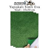 Artlantis Yeşil Yapışkanlı Simli Eva 35x50 Cm 3 Adet Simli Yapışkanlı Eva Süngeri Okul Kreş Anasınıfı Elişi Etkinlikleri Hobi