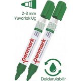 Artlantis Yeşil Yazı Tahta Kalemi 2 Adet Doldurulabilir Tahta Kalemi Okul Sınıf Öğretmen Beyaz Yazı Tahtası Kalemi Canlı Renk - 1 - Standart