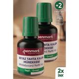 Artlantis Yeşil Yazı Tahta Kalemi Mürekkebi 30 ml 2 Adet Penmark Tahta Kalemi Mürekkepi Kolay Silinebilir Doldurulabilir Canlı - Standart