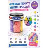Artlantis Yıldızlı Pul Standlı 6 Renk 60GR 1 Paket Bubu Parlak Pul Okul Sınıf Etkinlik Resim Dekarasyon Hobi Süsleme Sanat - Çok Renkli
