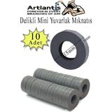 Artlantis Yuvarlak Delikli Mıknatıs Mini 10 Adet 15X3 mm Mini Mıknatıs Seramik Kömür Mıknatıs Nişan Düğün Sünnet Çok Amaçlı Süsleme Mıknatıs - Siyah - Standart