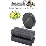 Artlantis Yuvarlak Mıknatıs Mini 150 Adet 15X3 mm Mini Mıknatıs Seramik Kömür Mıknatıs Nişan Düğün Sünnet Çok Amaçlı Süsleme Mıknatıs - Siyah - Standart