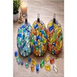 Artlantis Yuvarlak Oval Mat Buzul ve Renkli Dekoratif Cam Taşlar 50 Li 3 Adet Akvaryum Vazo Taşları Dekoratif Taş - Çok Renkli - 150li - Oval Renki