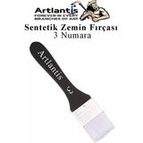 Artlantis Zemin Fırçası 3 Numara 1 Adet Siyah Saplı Beyaz Fırça Kıllı Sentetik Ipek Uçlu Kıl Akrilik Guaj Yağlı Boya Fırçası Zemin - Standart