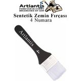 Artlantis Zemin Fırçası 4 Numara 1 Adet Siyah Saplı Beyaz Fırça Kıllı Sentetik Ipek Uçlu Kıl Akrilik Guaj Yağlı Boya Fırçası Zemin - Standart