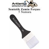 Artlantis Zemin Fırçası 5 Numara 1 Adet Siyah Saplı Beyaz Fırça Kıllı Sentetik Ipek Uçlu Kıl Akrilik Guaj Yağlı Boya Fırçası Zemin - Standart