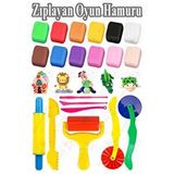 Artlantis Zıplayan Oyun Hamuru 12 Renk ve Merdane Kesici 5 Li Hava Ile Kuruyan Modelleme Kili Yumuşak Köpük Kil Esnek Clay - Çok Renkli
