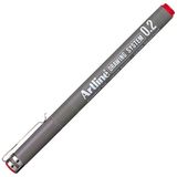 Artline 0,2 mm Kırmızı Teknik Çizim Kalemi Metal Takviyeli Uç ile Cetvel ve Şablon Çalışması İçin Uygun