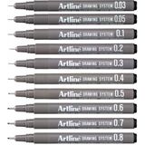 Artline Drawing System Teknik Çizim Kalemi 10'lu Set Suya Dayanıklı Pigment Mürekkepli