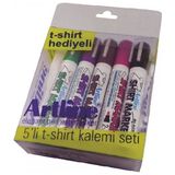 Artline : Shirt Marker Tişört & Kıyafet Markör Kalem Seti : 5 Pastel Renk + T-Shirt