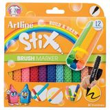 Artline : Stix Brush Marker Fırça Uçlu Keçeli Kalem Seti : 12 Renk