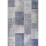 Artloop Patchwork Desenli Salon Halısı, Dokuma Taban Dekoratif Şönil Gri Halı Jazz Al 83 Çok Renkli