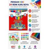 ArtMaster 24 Lü Kuru Boya Kalemi Karton Kutu 1 Paket Pensan 24 Renk Kuruboya Tam Boy Canlı Renkli Boya Kalem Okul Öğrenci - Standart