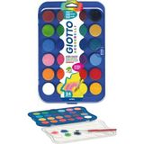 ArtMaster 24 Renk Sulu Boya 23MM 1 Paket Giotto 24 Lü Suluboya Fırça Hediyeli Canlı Renkler Acquerelli Kaliteli Yıkanabilir - Çok Renkli - Standart