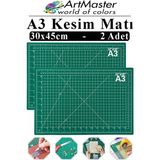 ArtMaster A3 Kesim Matı 2 Adet 30X45 cm Çift Taraflı Çizim Matı Kesim Altlığı Kesme Madı Kesim Tablası Proje Etkinlik - Standart - Renkli