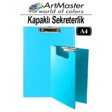 ArtMaster A4 Açık Mavi Kapaklı Sekreterlik 1 Adet Renkli Klipsli Metal Mekanizmalı 80 Yaprak Kapasiteli Ofis Büro