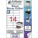 ArtMaster A4 Hazır Beyaz Etiket 105X41MM 10 Sayfa 1 Paket 14 Lü Kendinden Yapışkanlı Fotokopi Lazer Inkjet Kağıdı Yazıcılar Için - Standart