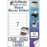 ArtMaster A4 Hazır Beyaz Etiket 192.5X39 mm 7 Li 10 Sayfa 1 Paket Kendinden Yapışkanlı Fotokopi Lazer Inkjet Kağıdı Yazıcılar - Standart