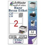 ArtMaster A4 Hazır Beyaz Etiket 199.6x143.5mm 10 Sayfa 1 Paket 2 Li Kendinden Yapışkanlı Fotokopi Lazer İnkjet Kağıdı Yazıcılara