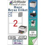 ArtMaster A4 Hazır Beyaz Etiket 199.6X143.5MM 100 Sayfa 1 Paket 2 Li Kendinden Yapışkanlı Fotokopi Lazer Inkjet Kağıdı Yazıcılara - Standart